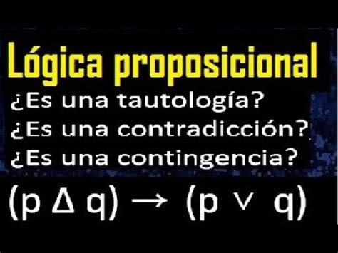 Es una tautología Es una contradicción Es una contingencia p Δ q