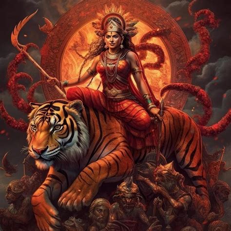 Goddess Durga Images In The War Hyper Real Image 22189696 Stock Photo