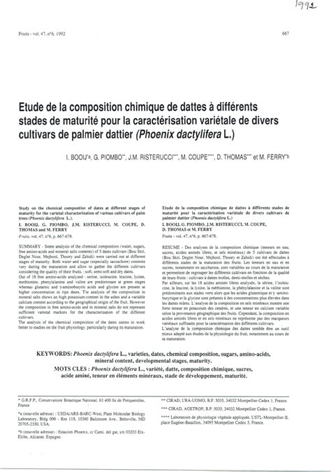 Analyse Physico Chimique Des Dattes