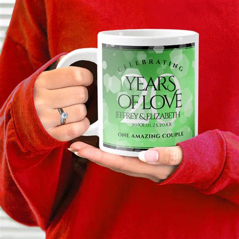 Elegant 20th Emerald Wedding Anniversary Giant Coffee Mug Zazzle