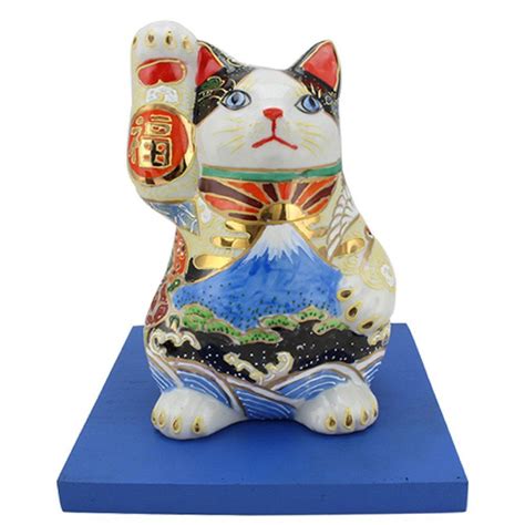 Japanese Ceramic Cat Figurine Vintage Lucky Cat Good Luck Cat Etsy