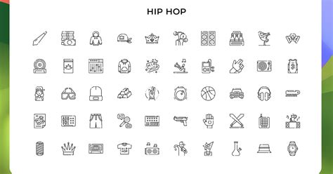 Hip hop icons, Graphics - Envato Elements