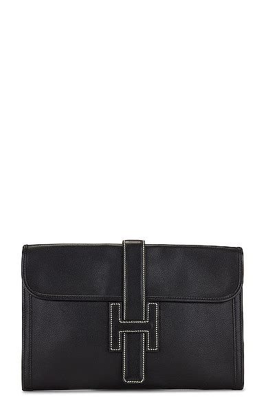 Fwrd Renew Hermes Courchevel Jige Pm Clutch In Black Fwrd