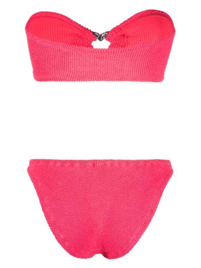 Hunza G Pink Nicole Crinkle Bandeau Bikini Browns