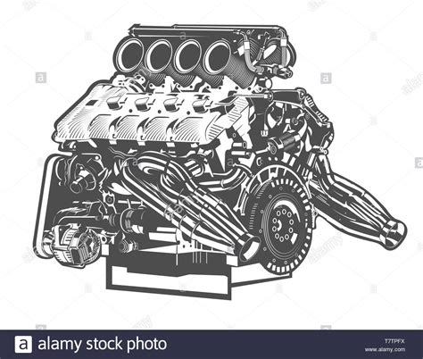 Vector High Detailed Illustration Of Car Engine Stock Vector Image