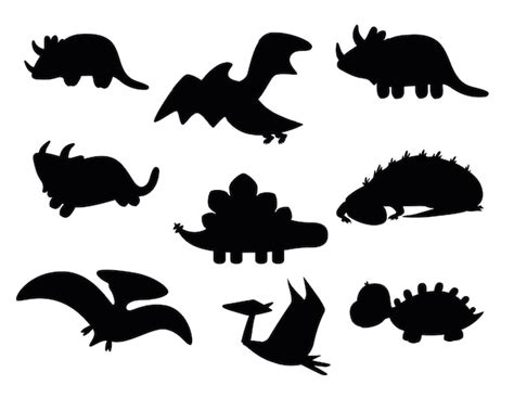 Conjunto De Siluetas Vectoriales Aisladas De Dinosaurios Vector Premium