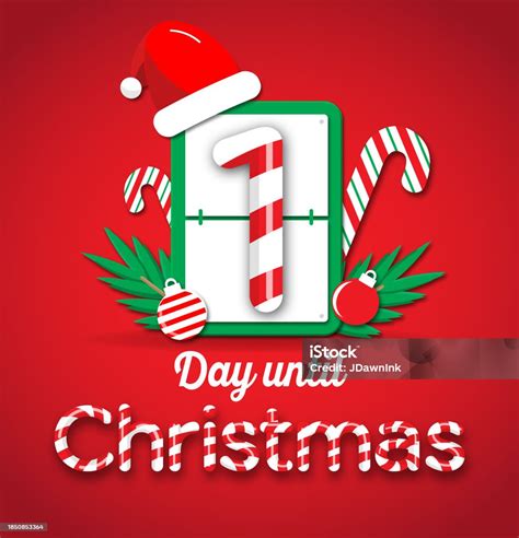 1 Day Until Christmas Countdown With Candy Cane Number Flip Counter Web