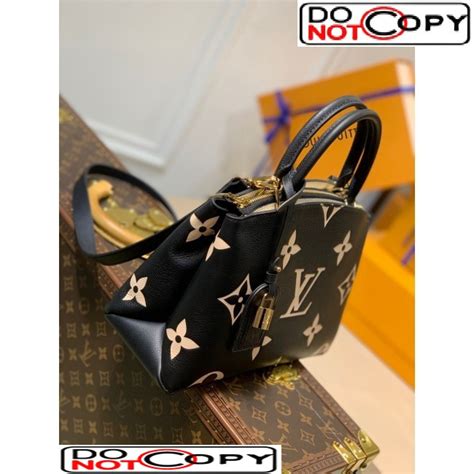 Louis Vuitton Petit Palais Tote Bag In Monogram Leather M Black Beige