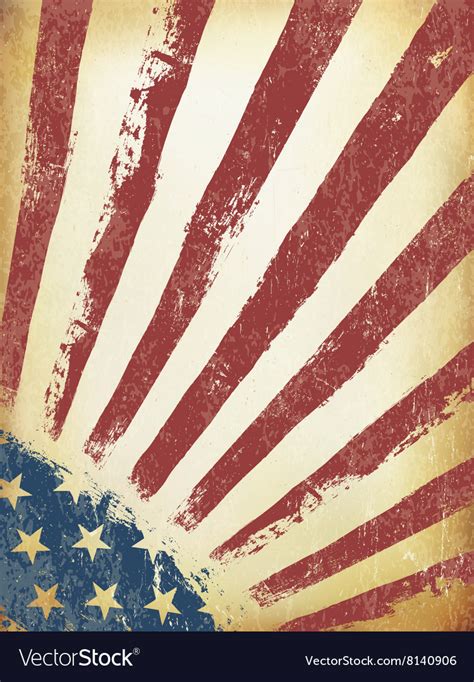 Grunge Aged American Flag Background Template Vector Image