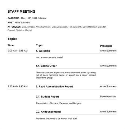 Free Nonprofit Board Meeting Agenda Template DocTemplates