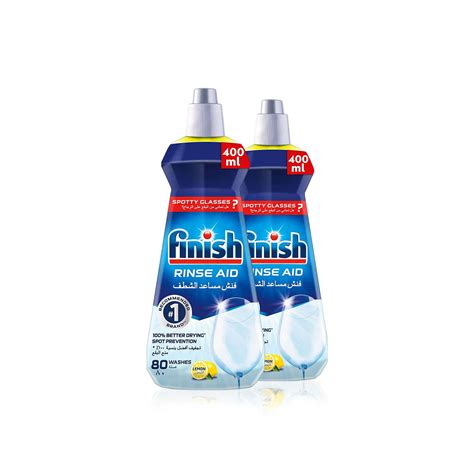 Finish Auto Dishwasher Lemon Rinse Aid 400ml 2 Pack Spinneys Uae