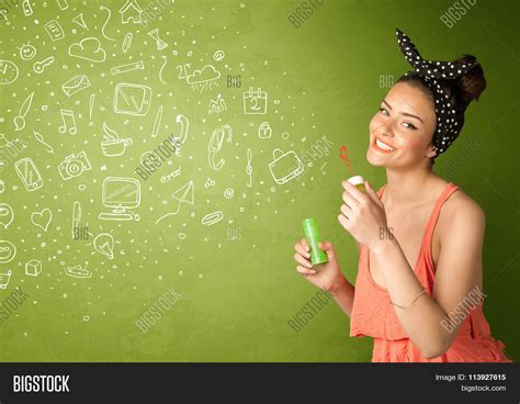 Cute Girl Blowing Hand Image And Photo Free Trial Bigstock