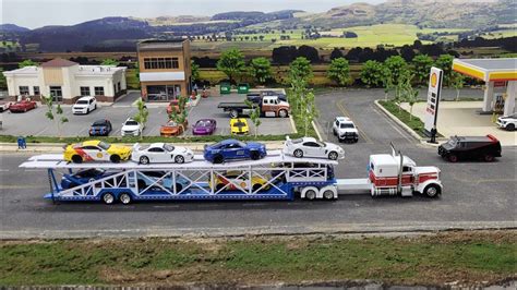 Showcasing A Fleet Of 1 64 Scale Cars Hauled By Car Carrier Transport