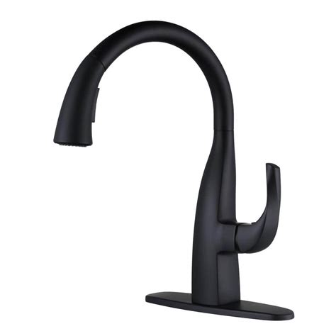 WOWOW Single Handle Deck Mount Gooseneck Pull Down Sprayer Kitchen