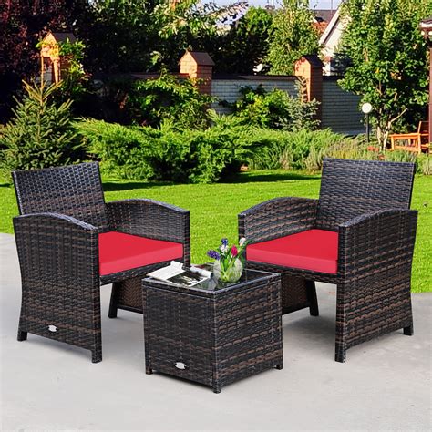 Costway 3PCS Patio Rattan Wicker Muebles Cojín Chile Ubuy