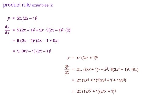 Core Pure 3 Notes Product Rule Examples