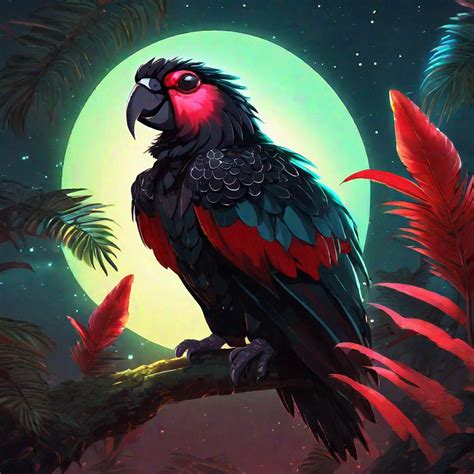 A Mythical Bioluminescent Hybrid Dracula Parrot That