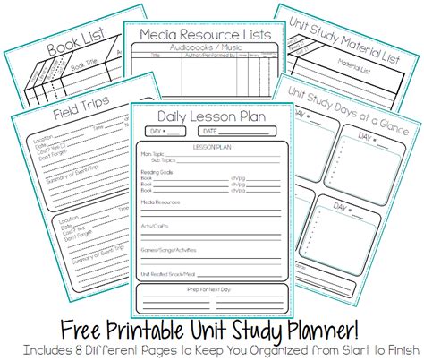 Free Unit Study Planning And Organization Pack Unit Studies