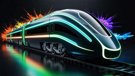 A Futuristic Train With A Blue And Black Background Premium Ai