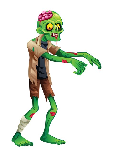 Lurching Zombie With Exposed Brain Character Illustration Cartoon