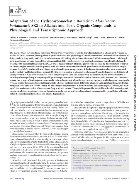 (PDF) Adaptation of the Hydrocarbonoclastic Bacterium Alcanivorax ...