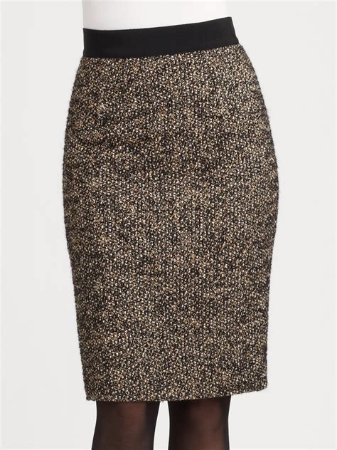 Lyst Giambattista Valli Tweed Pencil Skirt In Brown