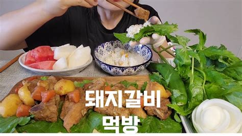 돼지갈비 먹방 Eating Show With Pork Ribs Youtube