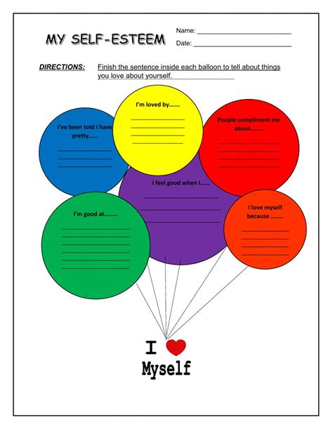 Free Printable Self Esteem Worksheets