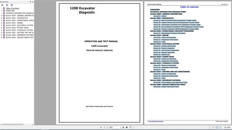 John Deere D Excavator Diagnostic Operation And Test Technical
