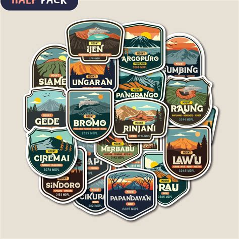 Jual Super Harga STICKER PACK INDONESIA MOUNTAINS STICKER GUNUNG