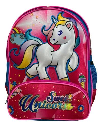 Mochila Unicornio 3d Escolar Primaria M 50 Mediana Cuotas sin interés