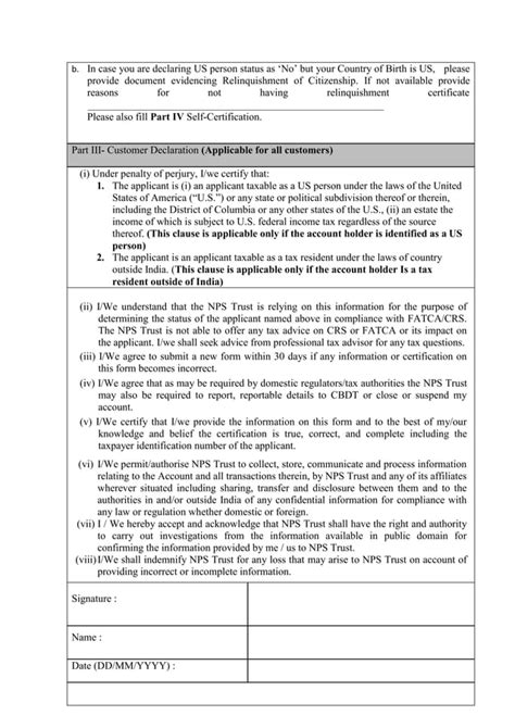 Fatca Self Declaration Format Pdf