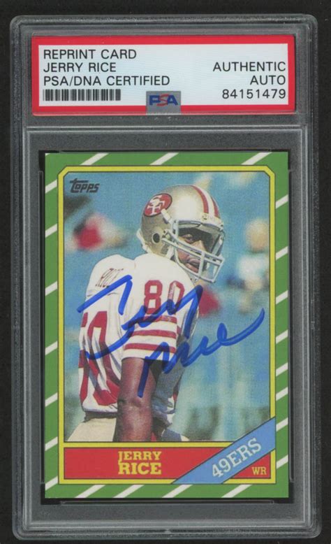 Jerry Rice Signed Topps Rc Reprint Psa Encapsulated