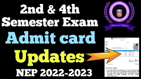 DU SOL 2nd 4th Semester Admit Card Updates 2024 Exam YouTube