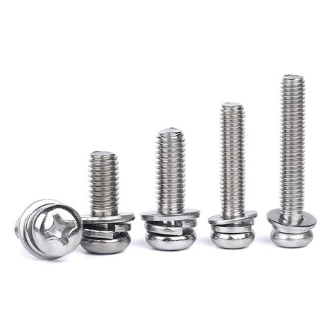 China Stainless Steel Round Pan Head Combination Screw Cross Three