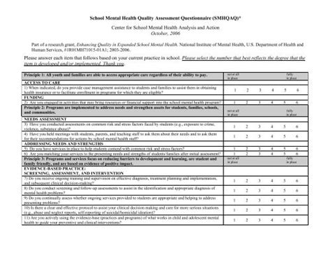 Mental Health Screening Questionnaire