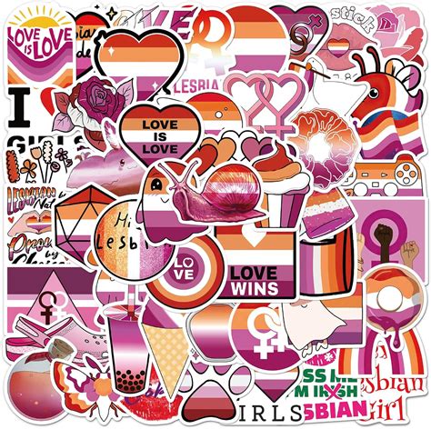 50pcs Lesbian Pride Stickers Lesbian Vinyl Stickers For LGBT Lesbian Love Stickers Decals For