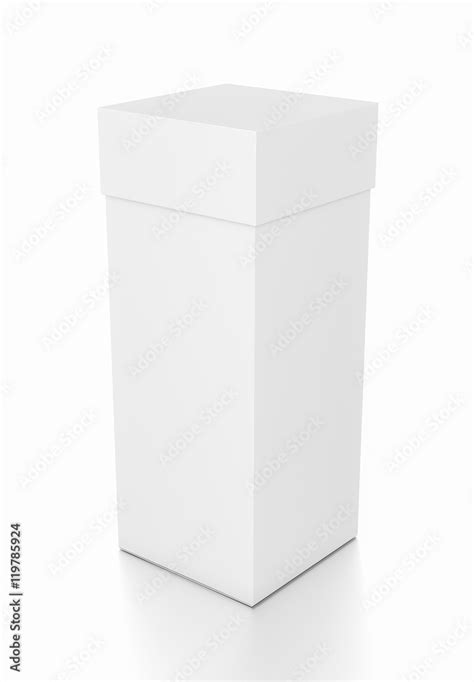 White Vertical Rectangle Blank Box With Cover From Top Side Angle