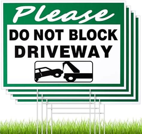 Frienda 4 Pcs Please Do Not Block The Driveway Sign 14 X