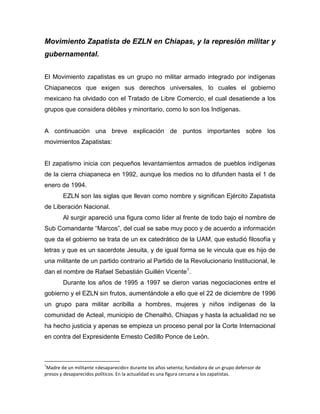 Movimientos Zapatistas Del Ezln En Chiapas PDF