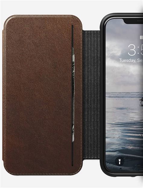 Rugged Leather Tri Folio Case For Iphone Xs Max Brown Nomad® Rugged Leather Iphone