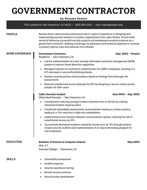 Contractor Resume Examples With Writing Tips For 2024