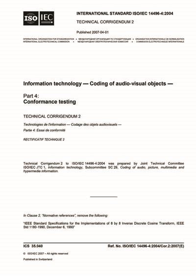 ISO IEC 14496 4 Cor2 2007 Information Technology Coding Of Audio