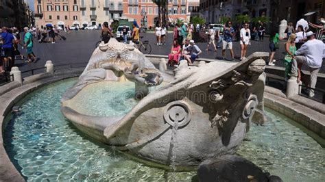 Barcaccia Fountain In Piazza Di Spagna In Rome Stock Video Video Of