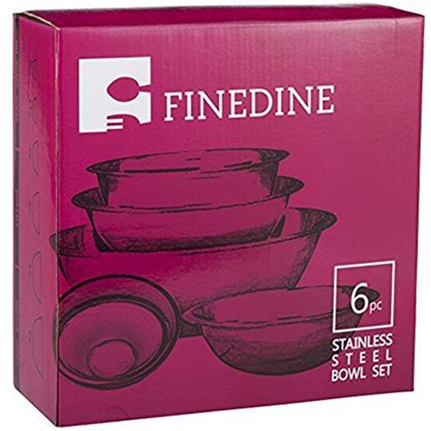 Stainless Steel Mixing Bowls By Finedine Set Of 6 Polished Mirror Fi