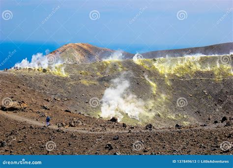 View Of Vulcano At Aeolian Islands Stock Image Image Of Blue