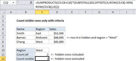 Count Visible Rows Only With Criteria In Excel December 11 2024 Excel Office