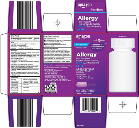 Fda Label For Basic Care Allergy Tablet Coated Oral Indications Usage And Precautions