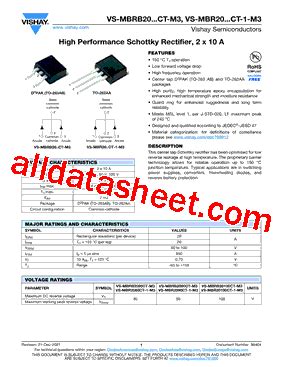 VS MBR20CT 1 M3 Datasheet PDF Vishay Siliconix