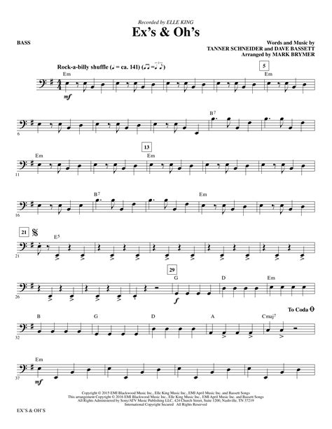 Ex S Oh S Bass Sheet Music Mark Brymer Choir Instrumental Pak